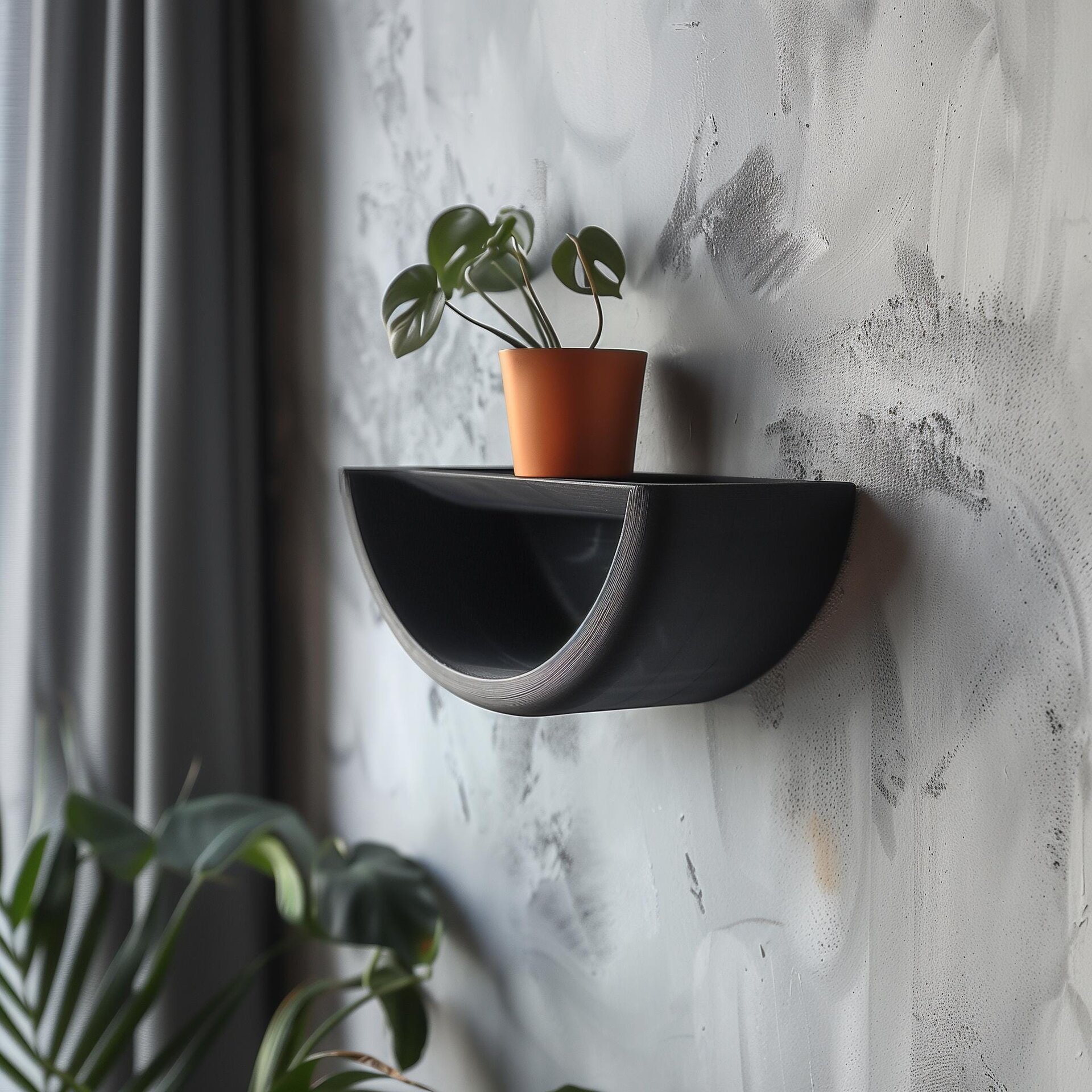 3D Printed Half Circle Wall Shelf | Modern Minimalist Floating Shelf | Unique Curved Wall Decor Accent for Contemporary Home Interiors