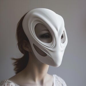 3D Printed Futuristic Alien Mask | Minimalist Sci-Fi Costume Mask | Unique 3D Print Art Face Design | Cosplay Prop | Modern Wall Decor