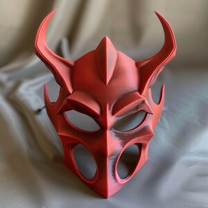 3D Printed Demon Mask | Gothic Horned Face Sculpture | Dark Fantasy Cosplay Prop | Unique Halloween Costume and Art Decor