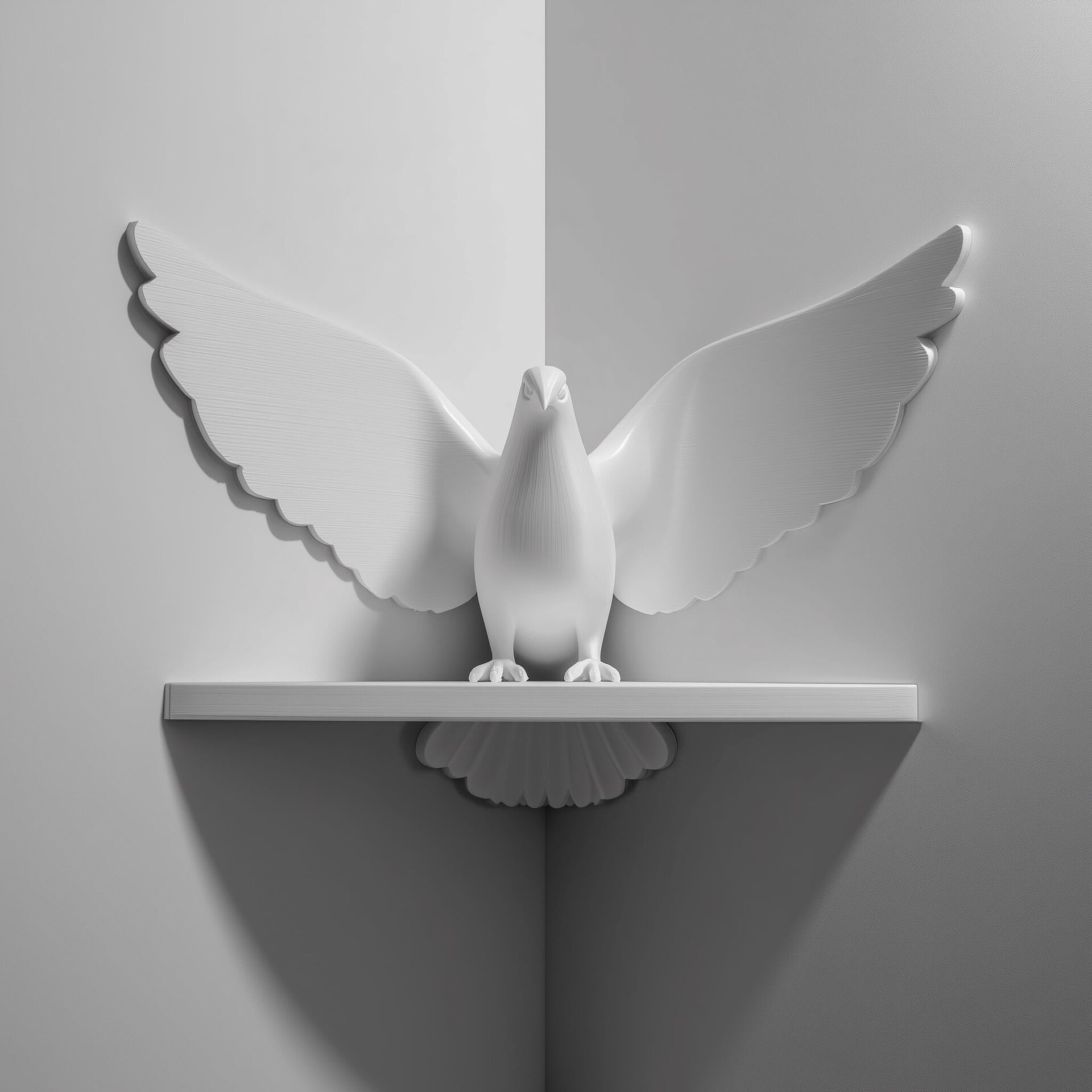 3D Printed Corner Dove Wall Shelf | Minimal Prayer Bird Floating Shrine | Modern Spiritual Home Decor Accent for Hallway and Living Room