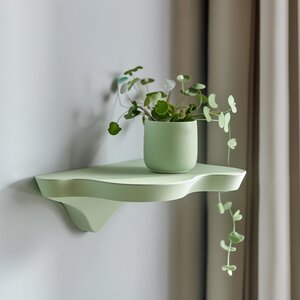 3D Printed Modern Wall Shelf | Minimalist Floating Shelf Design | Organic Nature Inspired Shape | Contemporary Home Decor Accent