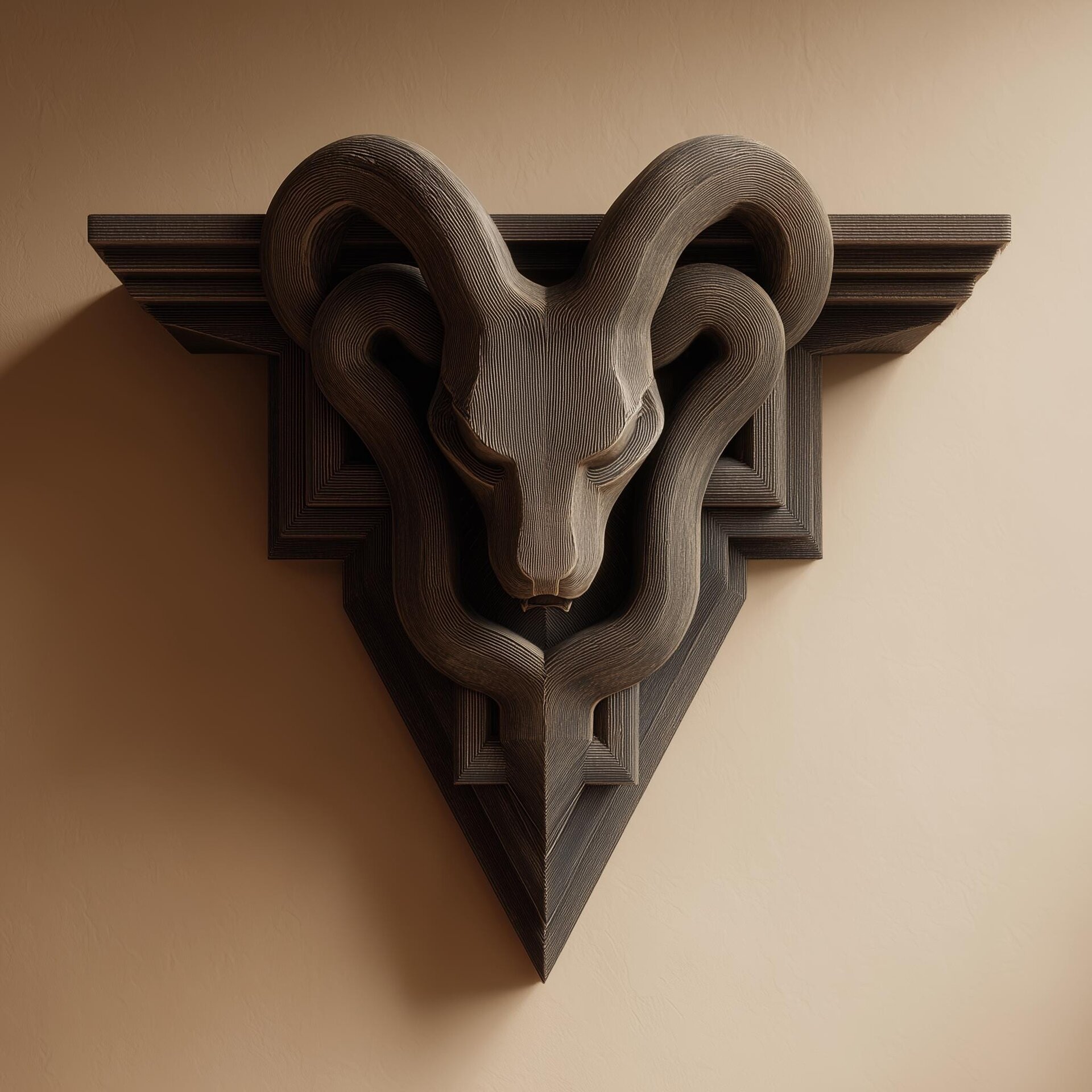 3D Printed Gothic Ram Wall Shelf | Dark Fantasy Horned Beast Wall Decor | Ram Head 3D Wall Sculpture for Gothic Home or Game Room Decor