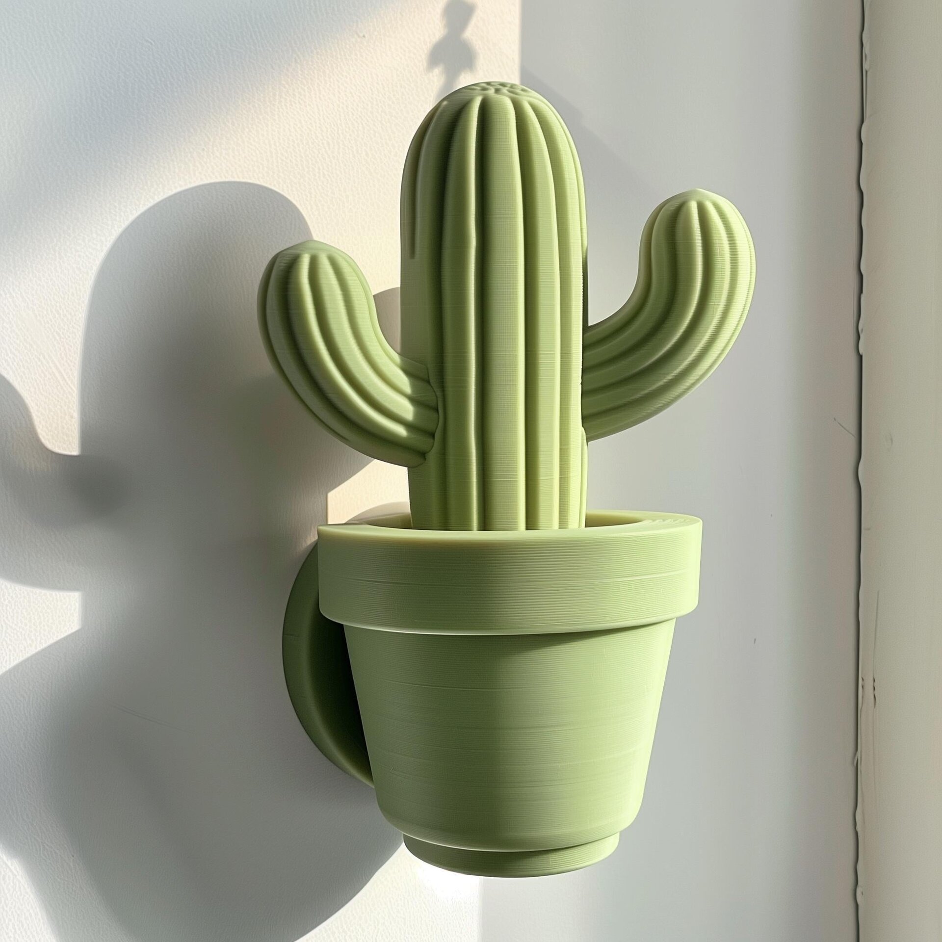 3D Printed Cactus Wall Decor | Modern Minimalist Plant Shaped Decoration | Unique Contemporary Home Accent for Creative Wall Display