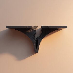 3D Printed Broken Rift Wall Shelf | Dark Fantasy Cracked Floating Ledge | Gothic Accent Shelf for Bedroom, Office and Gaming Room Decor