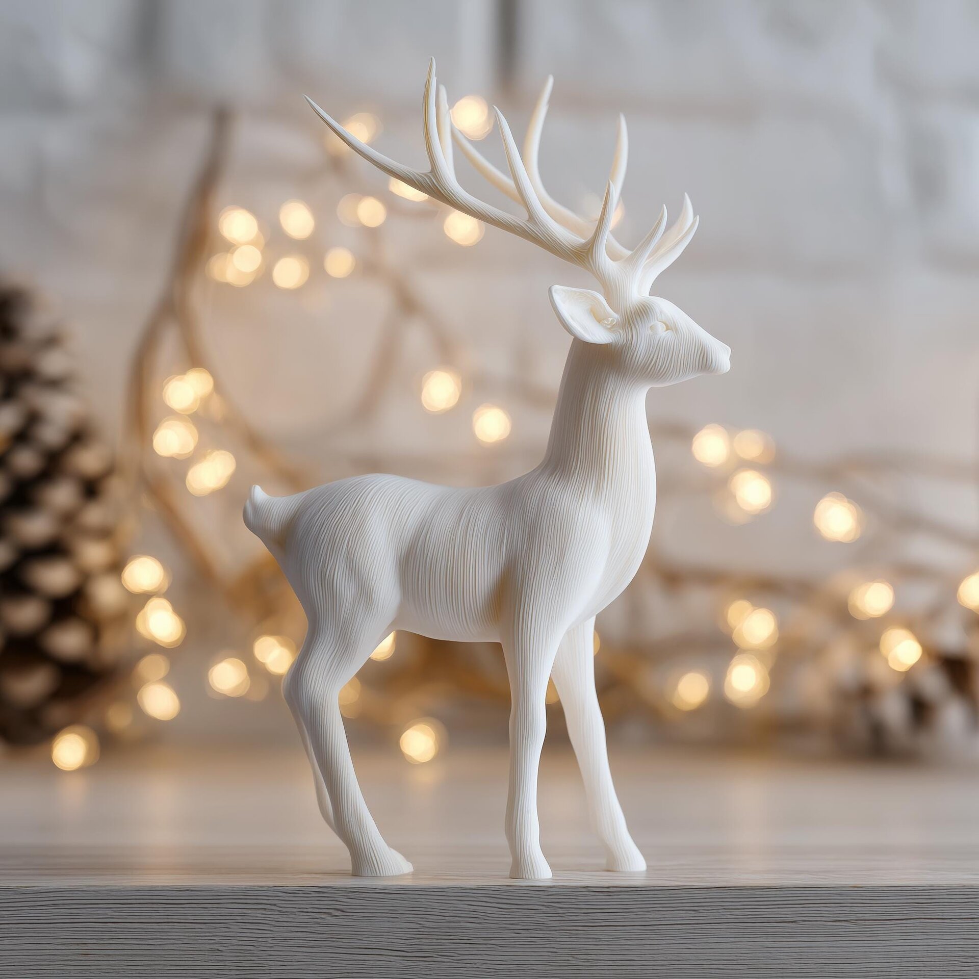 3D Printed Deer Figurine | Modern Minimalist Reindeer Sculpture | Unique Holiday Home Decor | Contemporary 3D Printed Christmas Accent