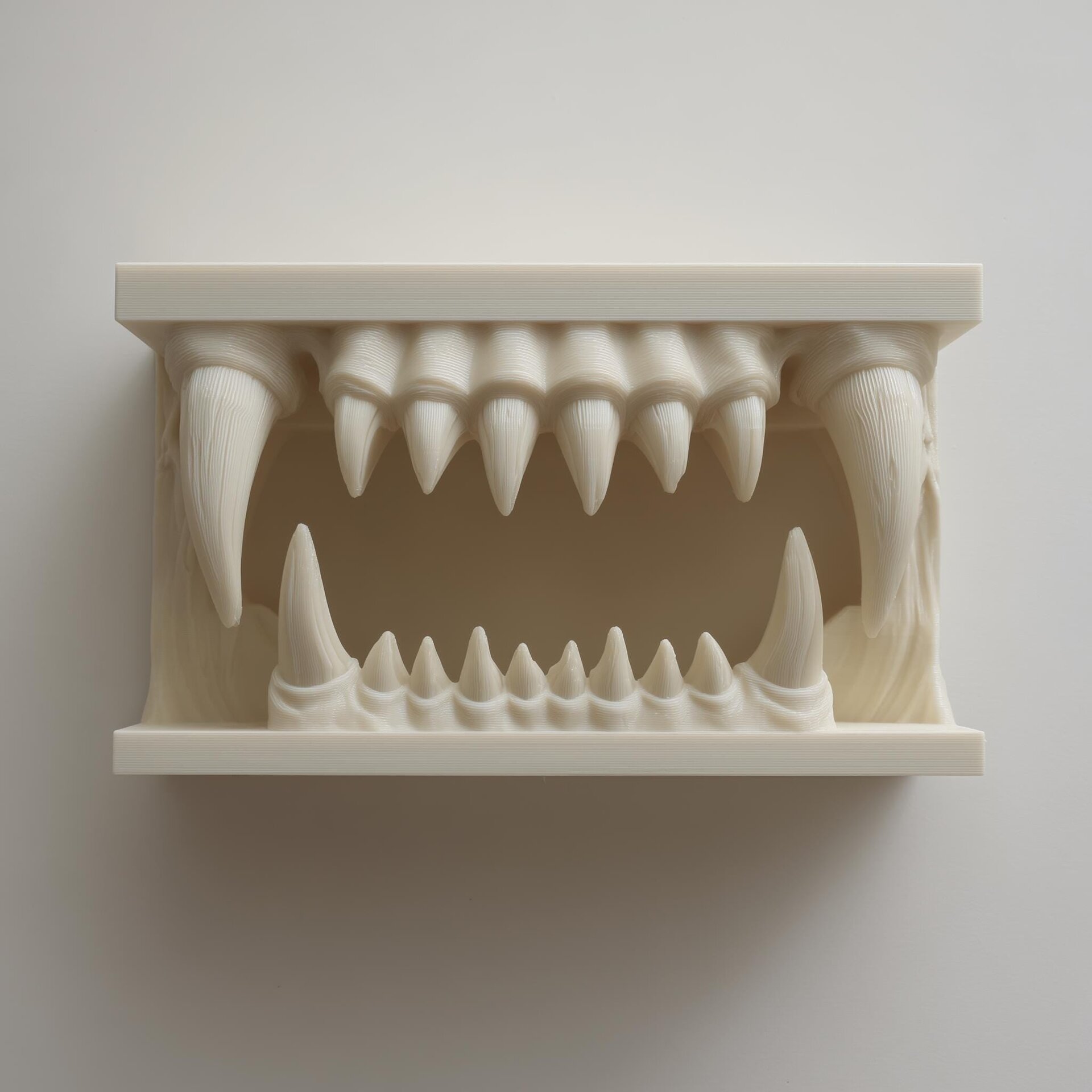 3D Printed Monster Jaw Wall Shelf | Gothic Fanged Mouth Nook | Horror Floating Ledge for Collectibles, Halloween Wall Decor and Gaming Room