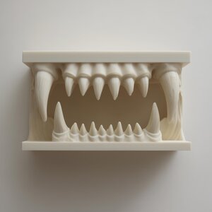 3D Printed Monster Jaw Wall Shelf | Gothic Fanged Mouth Nook | Horror Floating Ledge for Collectibles, Halloween Wall Decor and Gaming Room