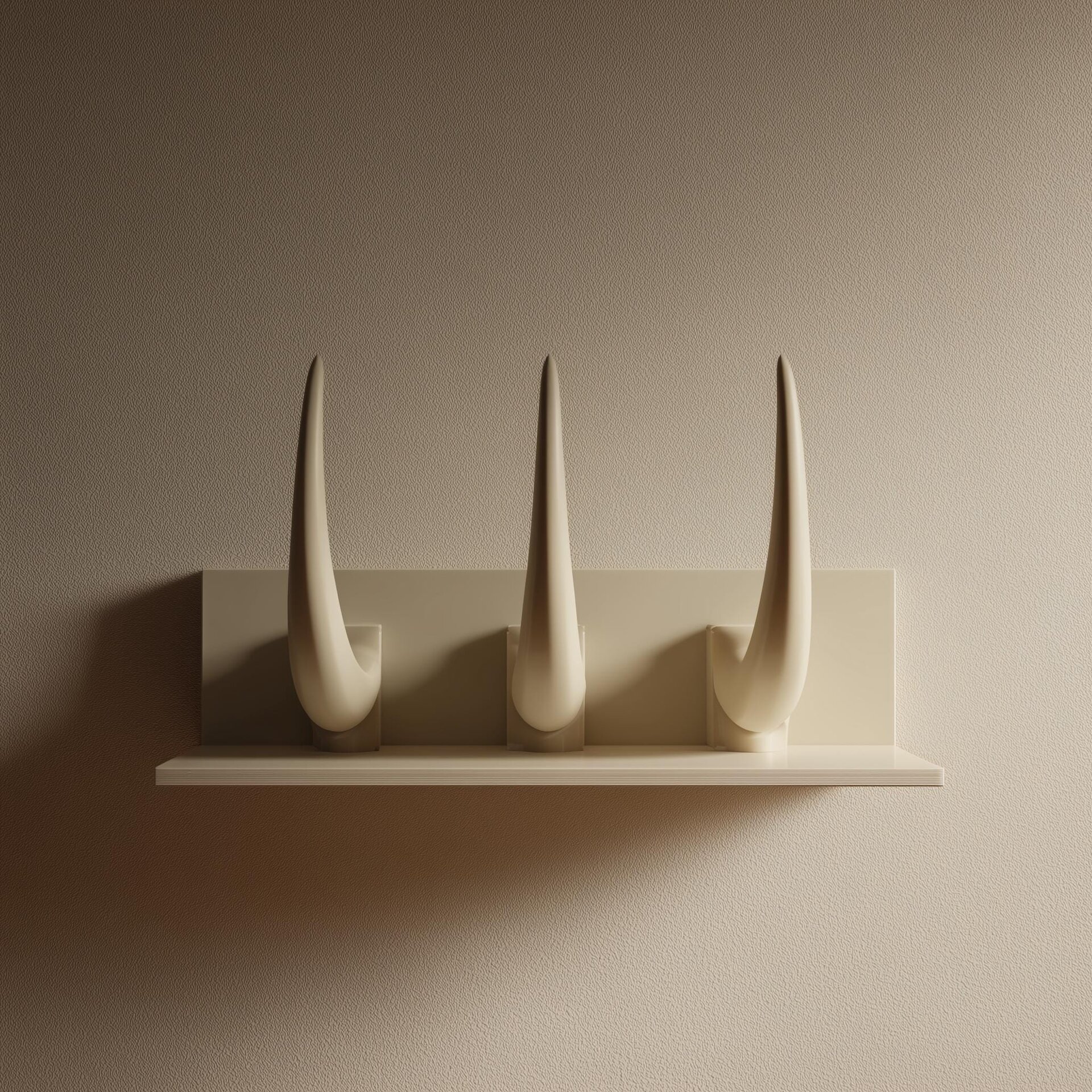3D Printed Horn Wall Shelf Decor | Fantasy Floating Shelf with Horn Spikes | Modern Gothic Accent for Entryway, Hallway and Living Room