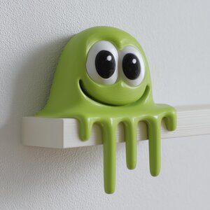 3D Printed Slime Monster Shelf Sitter | Cute Dripping Goo Decor for Flat Shelves | Kawaii Gaming Room Accent for Desk and Bookcase Display