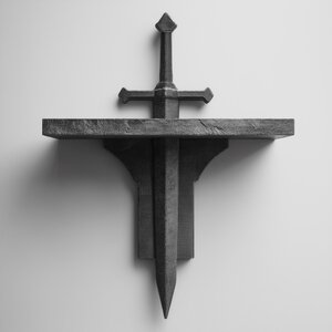 3D Printed Sword Wall Shelf with Removable Blade | Gothic Fantasy Floating Display | Unique Wall Decor for Game Room, Office, Bedroom Walls