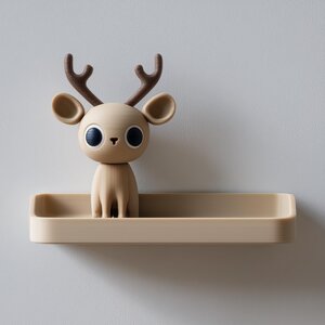 3D Printed Deer Wall Shelf | Minimal Antler Character Floating Ledge | Cute Modern Room Decor Accent for Kids Rooms and Cozy Home Interiors