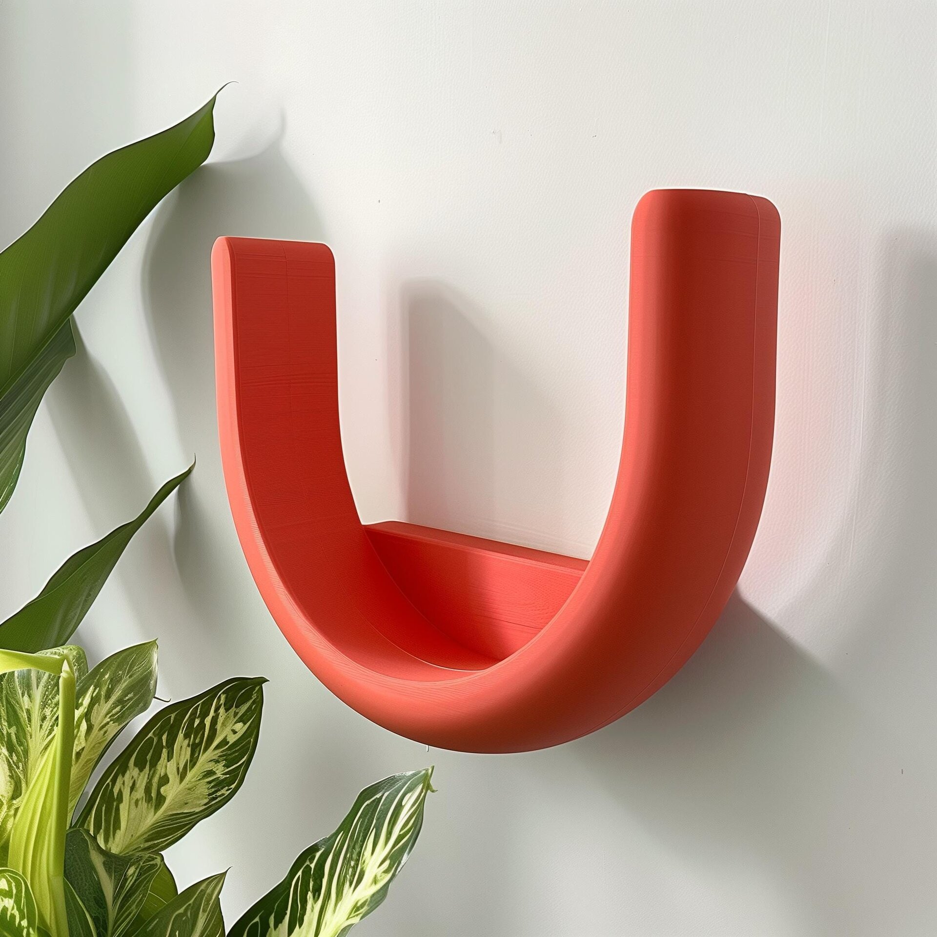 3D Printed U Shaped Wall Shelf | Modern Minimalist Floating Shelf Design | Unique Geometric Home Decor | Contemporary Wall Organizer