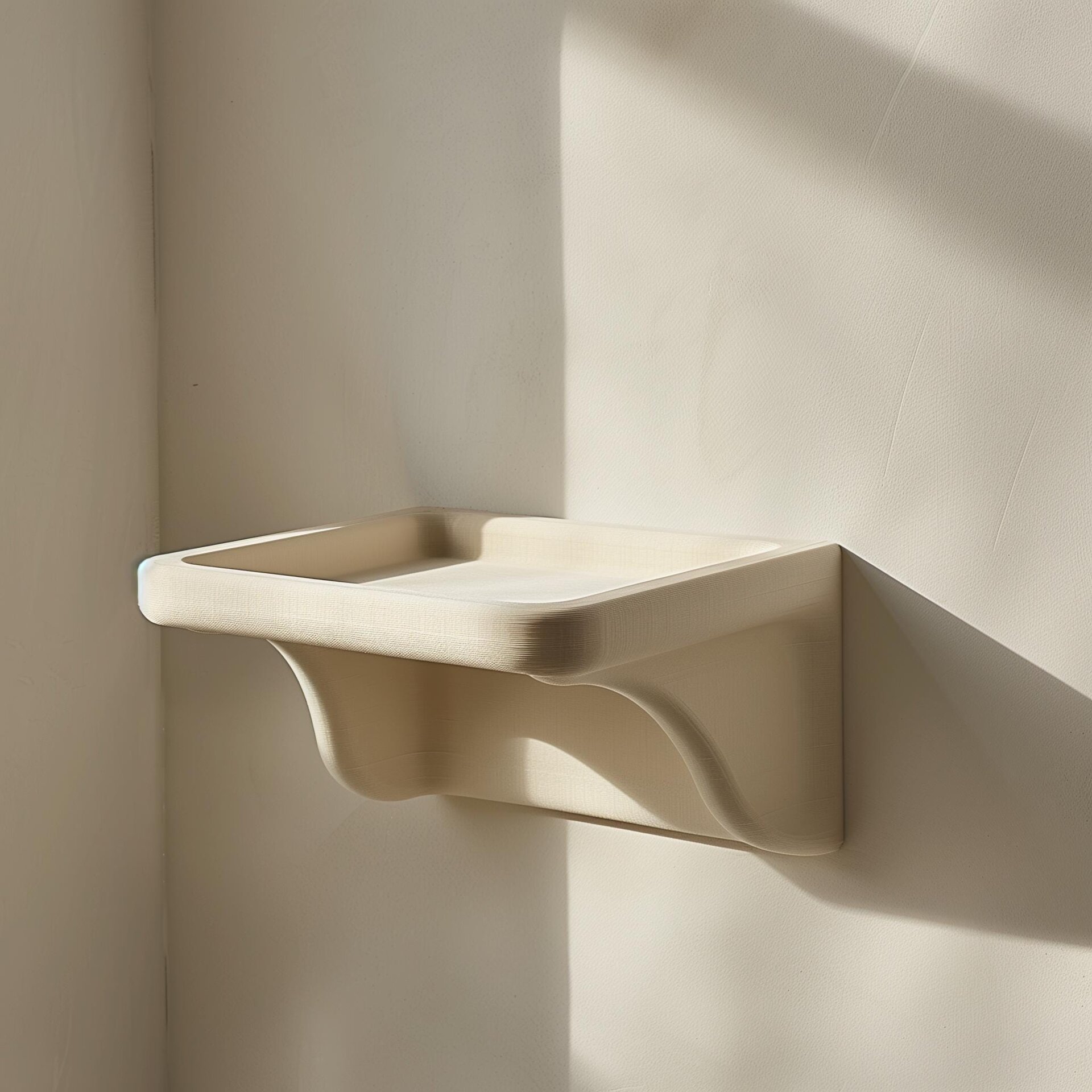 3D Printed Modern Wall Shelf | Minimalist Floating Shelf Design | Unique Organic Shape Storage | Contemporary Home Decor Organizer