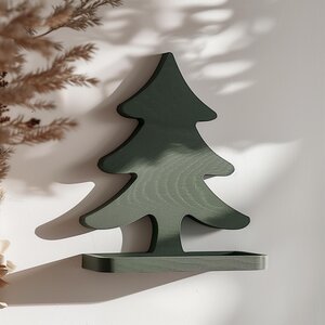 3D Printed Christmas Tree Wall Shelf | Minimalist Holiday Floating Ledge | Modern Festive Wall Decor Accent for Cozy Homes and Workspaces