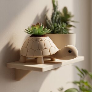 3D Printed Turtle Planter Shelf | Animal Succulent Holder Display | Floating Ledge Decor for Nursery, Kids Room and Cozy Home Interiors