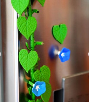 Morning Glory Fridge Magnets | Ivy Plant Magnet Set | Flower Vine Magnet Decor | Customizable Fridge Decor | 3D Printed Garden Branch Magnet