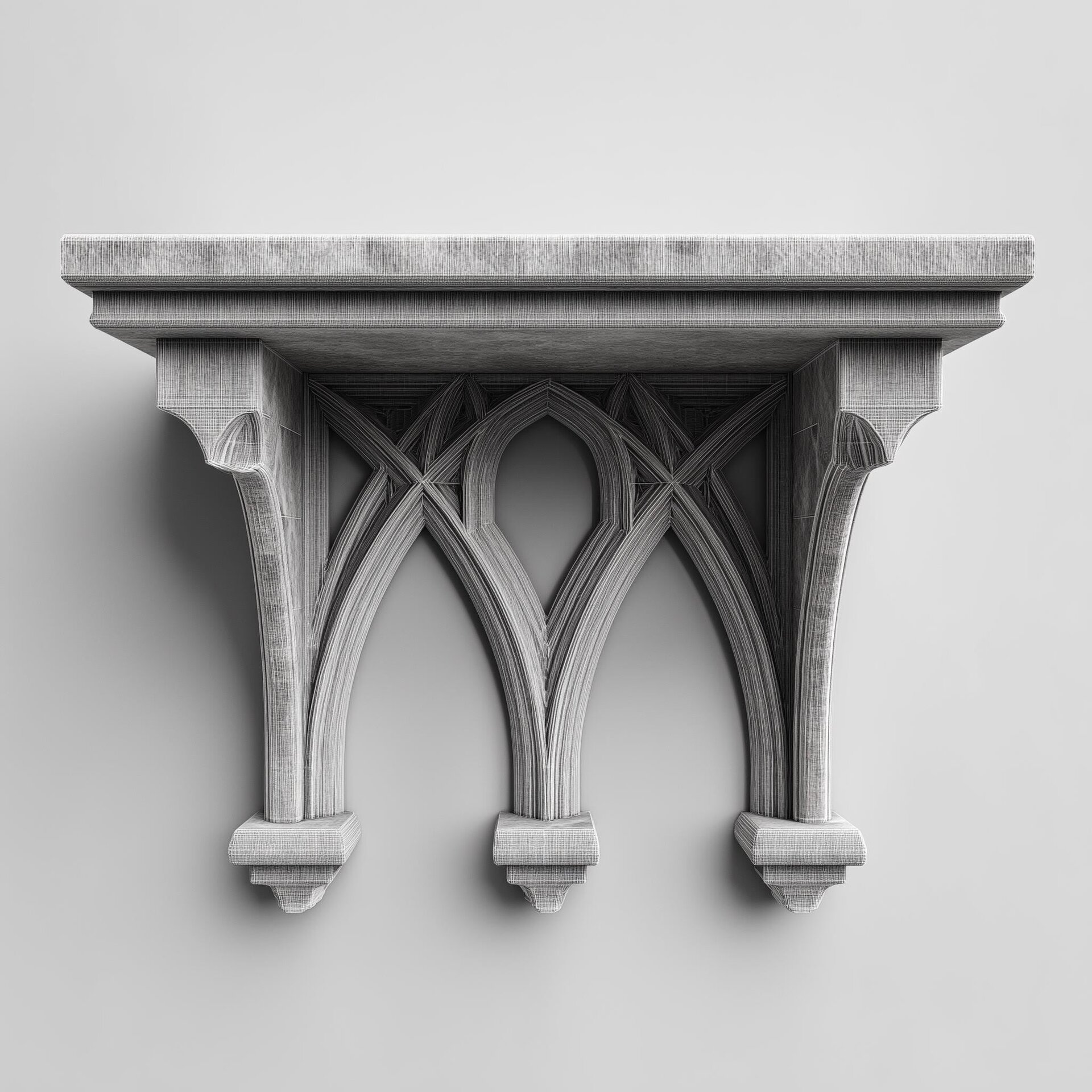 3D Printed Gothic Arch Wall Shelf | Medieval Cathedral Floating Ledge | Dark Fantasy Home Decor Display for Candles, Crystals and Icons