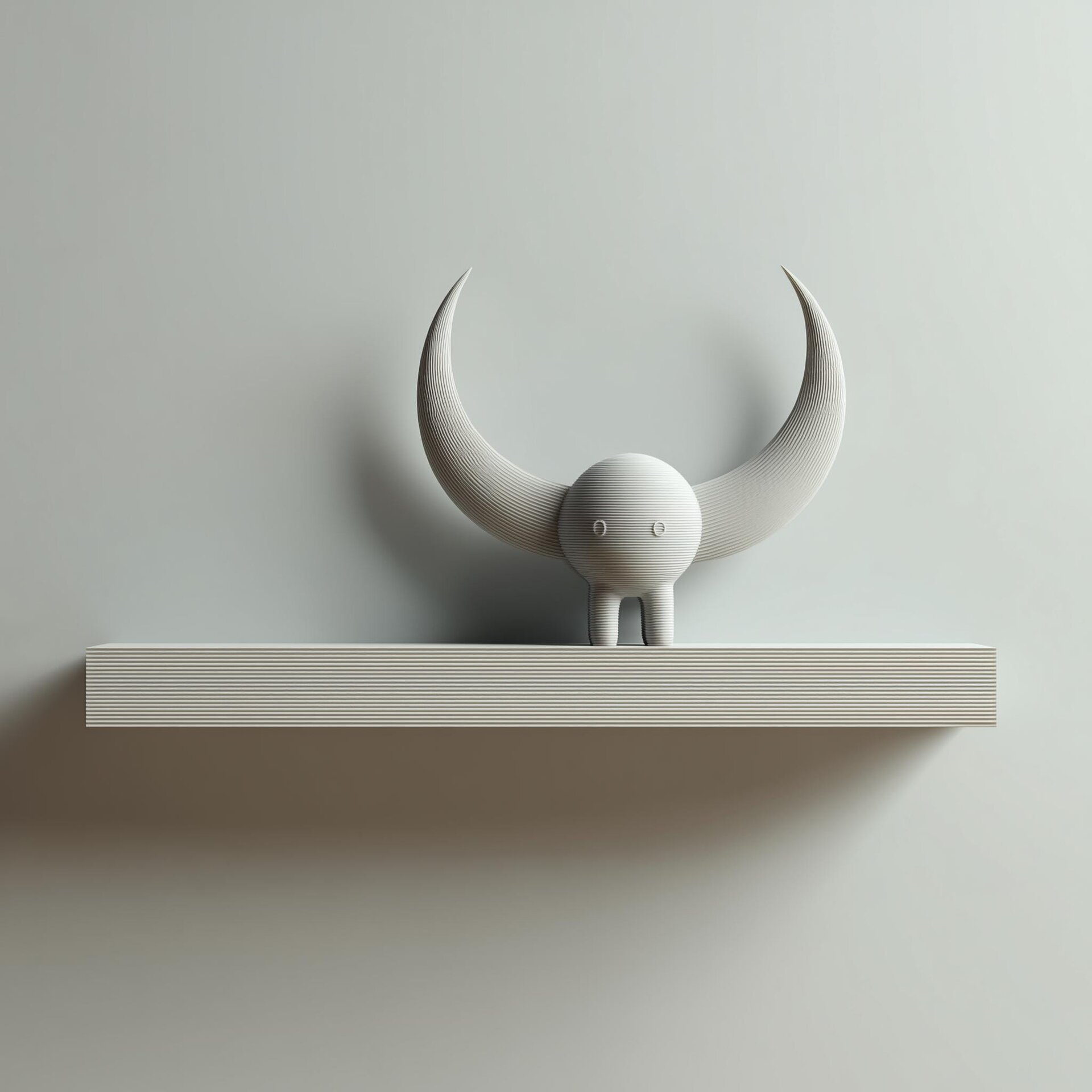 3D Printed Horned Creature Shelf | Minimal Fantasy Floating Ledge Display | Cute Modern Room Decor Accent for Bedroom Gaming Setup Office