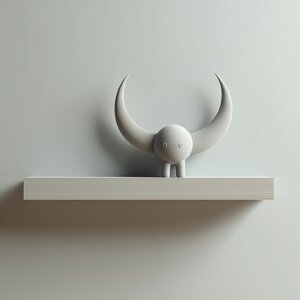 3D Printed Horned Creature Shelf | Minimal Fantasy Floating Ledge Display | Cute Modern Room Decor Accent for Bedroom Gaming Setup Office