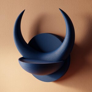 3D Printed Horned Wall Shelf Bowl | Crescent Horn Floating Decor Ledge | Fantasy Minimal Wall Decor Art for Entryway, Bedroom or Living Room