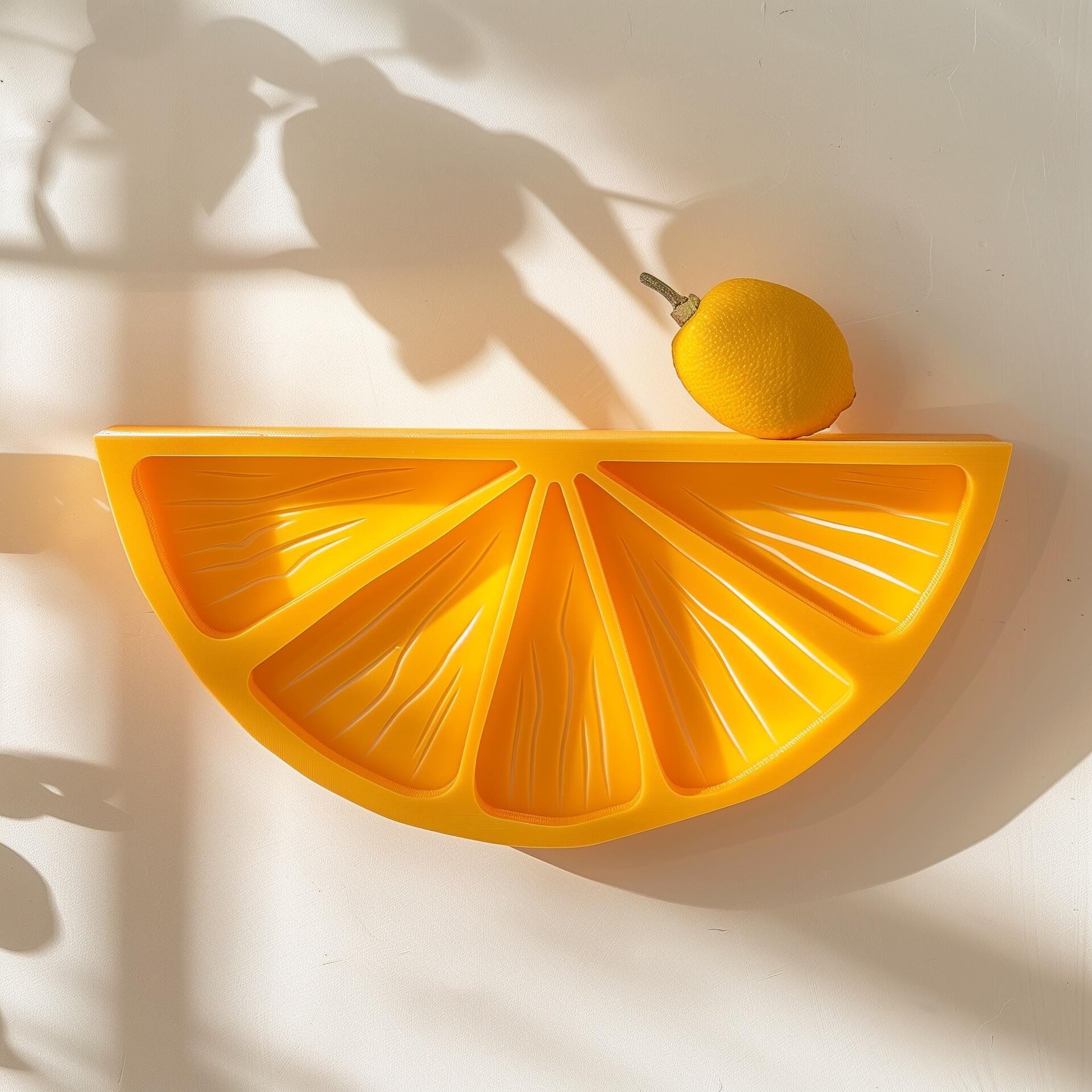 3D Printed Citrus Wall Shelf | Modern Fruit Inspired Floating Shelf Design | Unique Playful Home Decor | Contemporary Kitchen Wall Accent