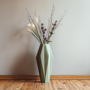 3D Printed Vase | Modern Geometric Faceted Planter | Minimalist Decorative Vase for Dried Flowers | Home Decor | Original Gift for Her