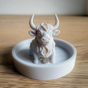 Highland Cow Jewelry Dish | 3D Printed Ring Holder | Cute Cow Trinket Tray | Farmhouse Jewelry Organizer | Rustic Ring Dish | Gift for Her