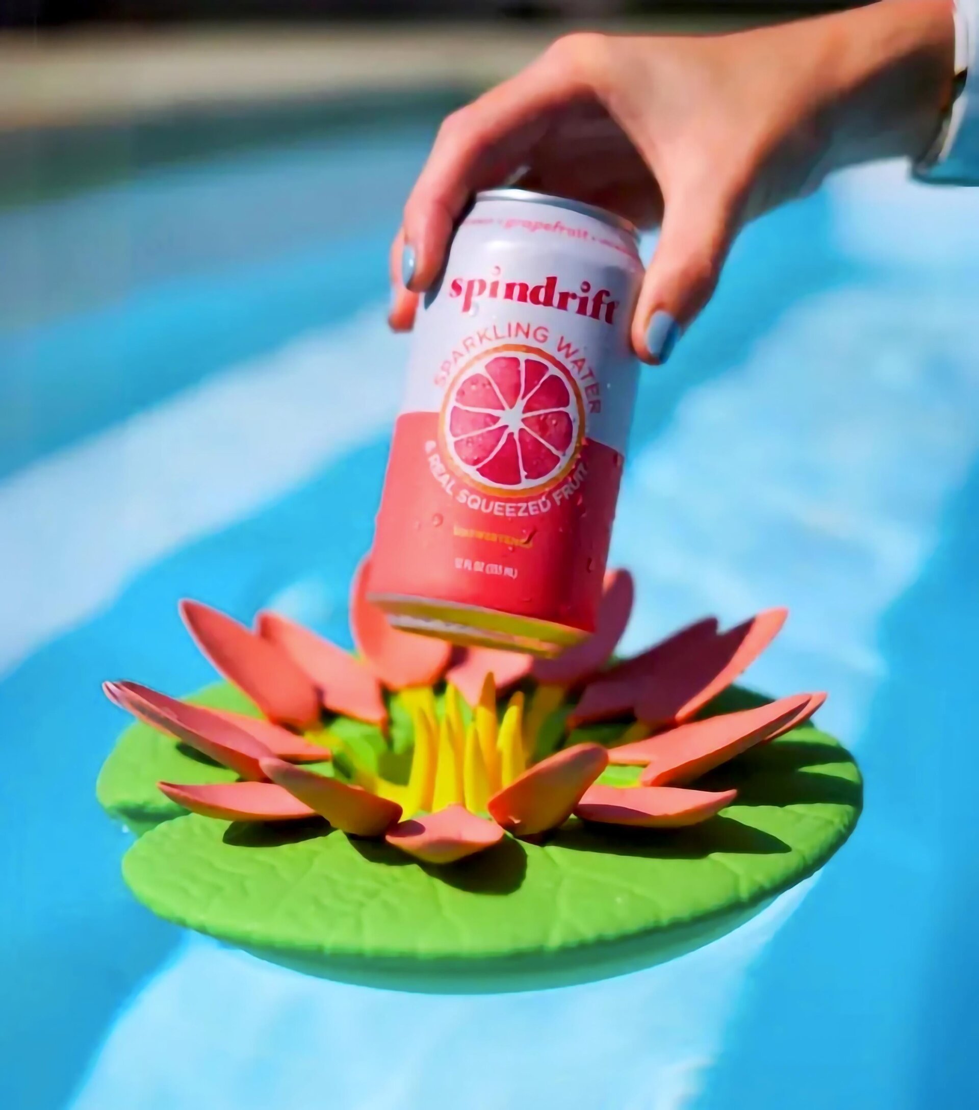 Lily Pad Water Cupholder | Floating Pool Drink Holder | Stable Can Holder for Pool & Spa | 3D Printed Lily Design Petals Fun Accessory