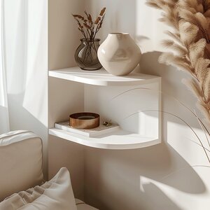 3D Printed Corner Wall Shelf | Minimalist Floating Shelf Design | Modern Home Decor Storage | Space Saving PLA Wall Organizer