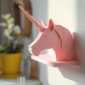 3D Printed Unicorn Wall Shelf | Magical Floating Kids Room Decor | Cute Minimalist Display Ledge for Playful Contemporary Modern Home Spaces