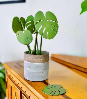 Monstera Leaf Coaster Set | Magnetic Coaster Plant Holder | 3D Printed Coaster Storage | Stylish Home Decor with Functional Coasters