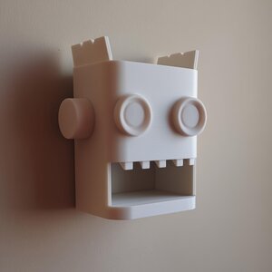 3D Printed Robot Wall Organizer Decor | Fun Rectangular Head Storage Niche for Kids Room, Entryway Keys, Mail and Small Everyday Home Items
