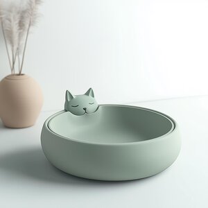 3D Printed Cat Bowl Cute Kitty Food Dish | Modern Friendly Pet Bowl | Minimalist Cat Feeder Small Pet Water Bowl | Unique Gift Cat Lovers