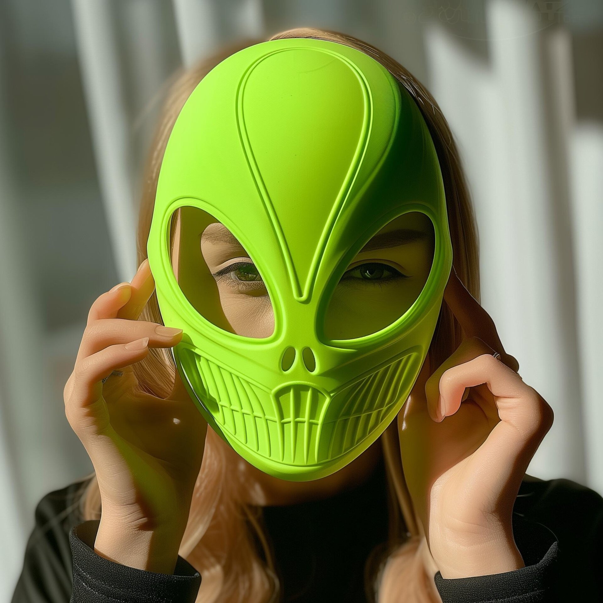3D Printed Alien Mask | Futuristic Sci-Fi Face Mask | Unique Cosplay Prop | Halloween Costume Mask | Modern 3D Print Art Design
