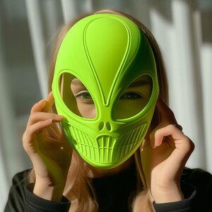 3D Printed Alien Mask | Futuristic Sci-Fi Face Mask | Unique Cosplay Prop | Halloween Costume Mask | Modern 3D Print Art Design