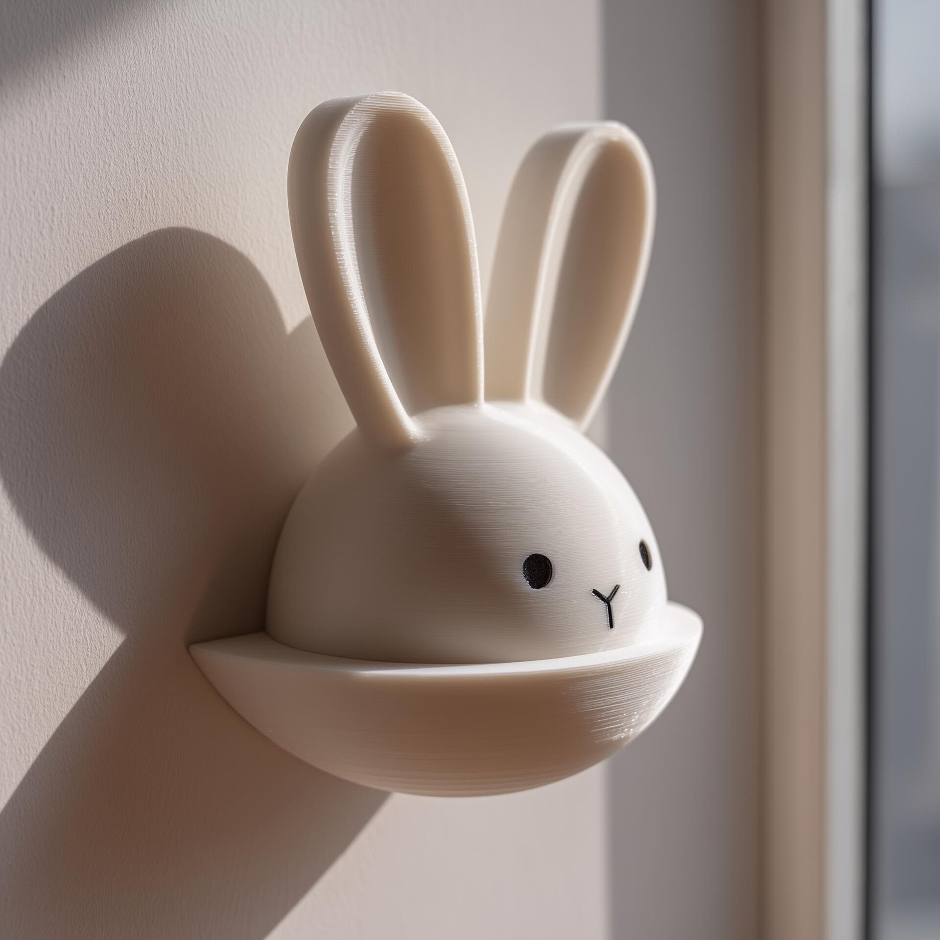 3D Printed Bunny Wall Decor | Minimal Rabbit Head Wall Pocket | Cute Entryway and Nursery Accent for Kids Rooms and Cozy Home Interiors