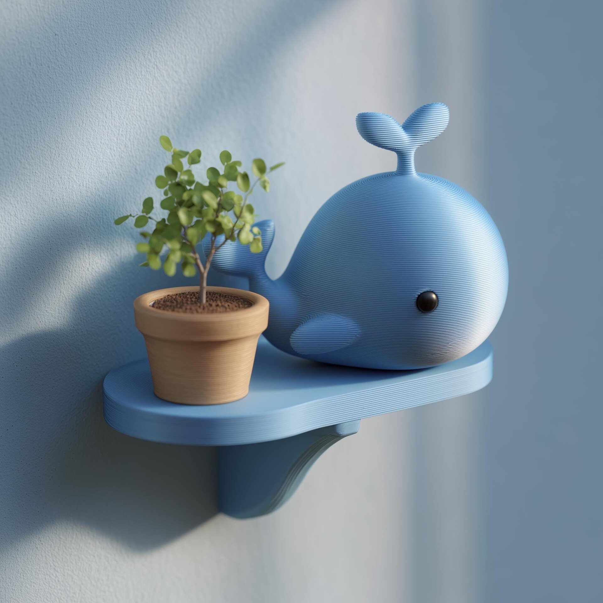 3D Printed Whale Wall Shelf | Cute Ocean Nursery Floating Ledge | Playful Kids Room Wall Decor Accent for Modern Cozy Home Interior Spaces